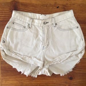 White cut off denim shorts